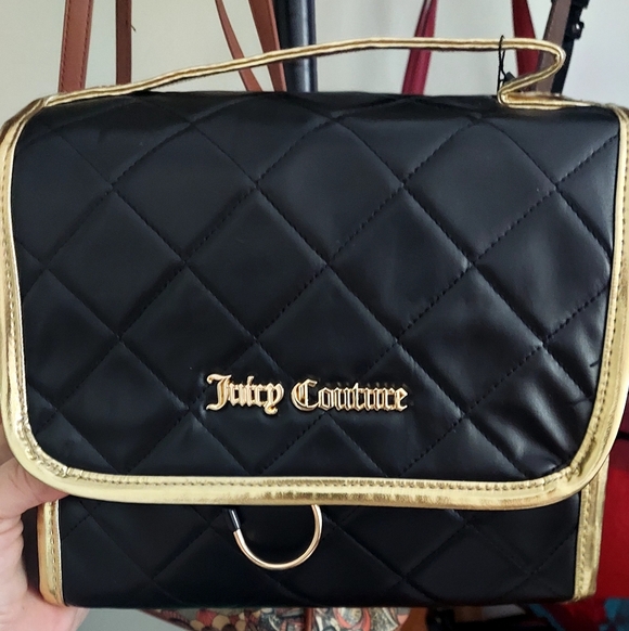 Juicy Couture Handbags - Juicy Couture Quilted Black and Gold Cosmetic Bag